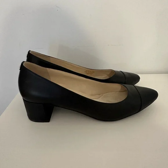 Cole Haan Black Leather Block Heel Pump - Picture 2 of 9